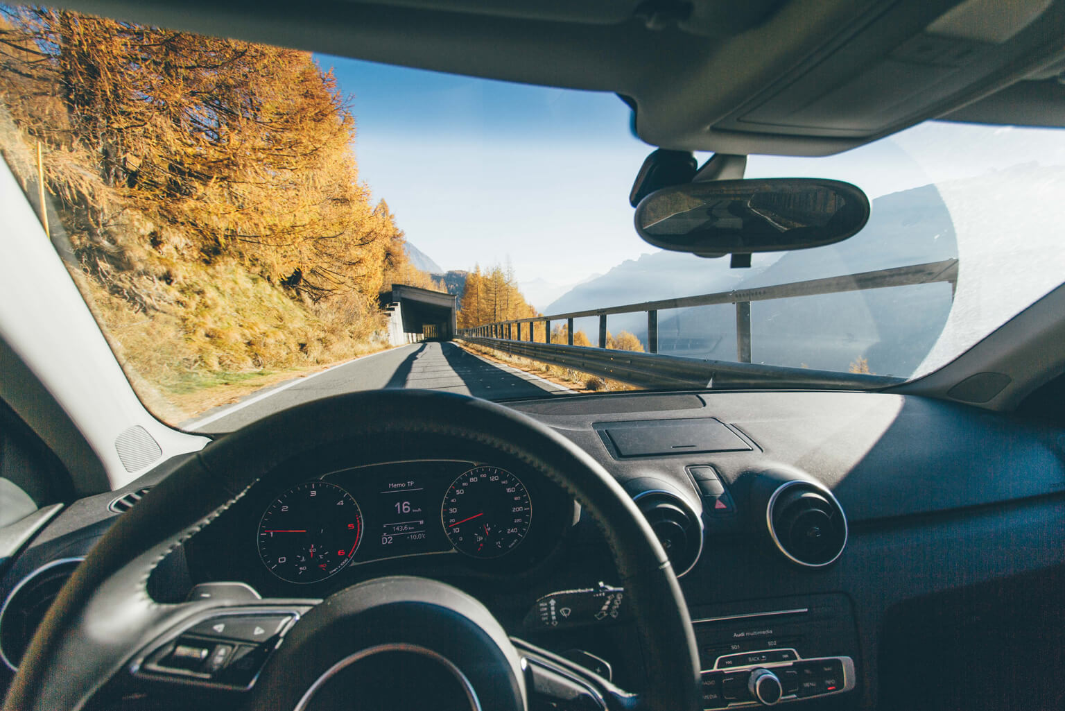 view through a car windshield