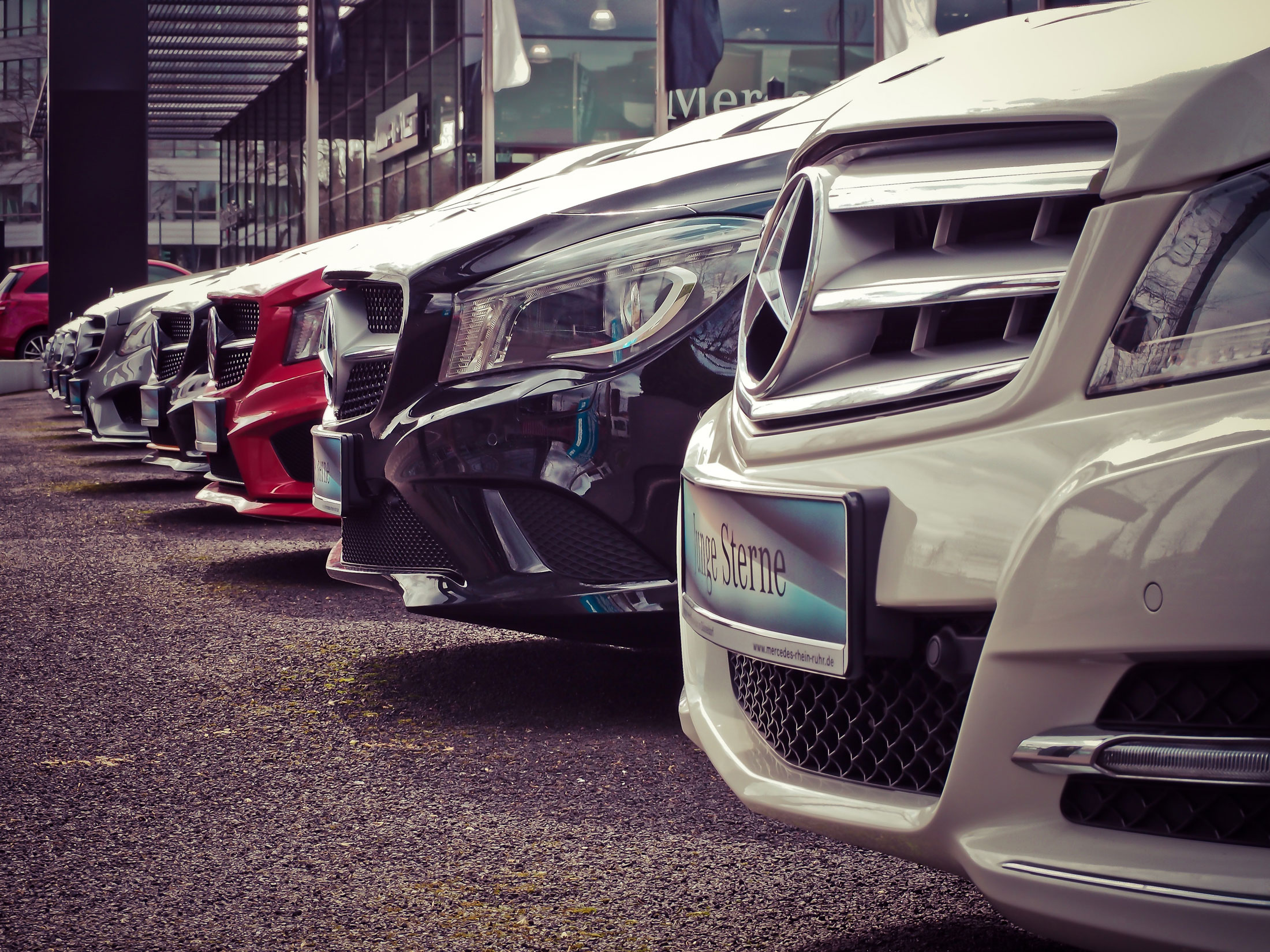 vehicles lined up in a row