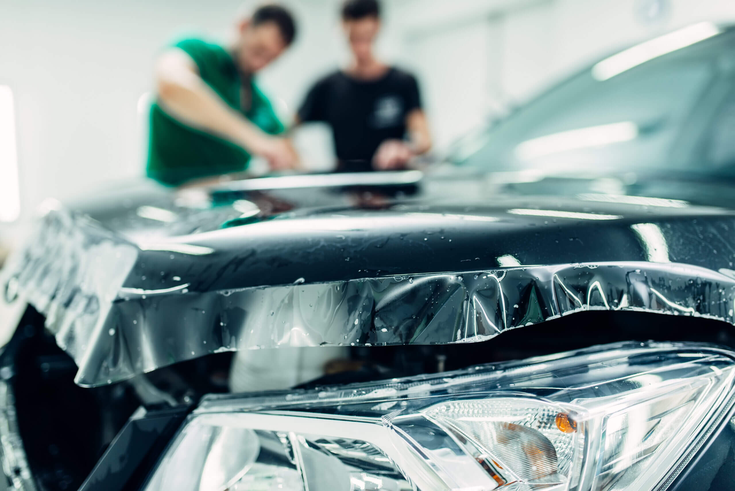 paint protection film on vehicle hood